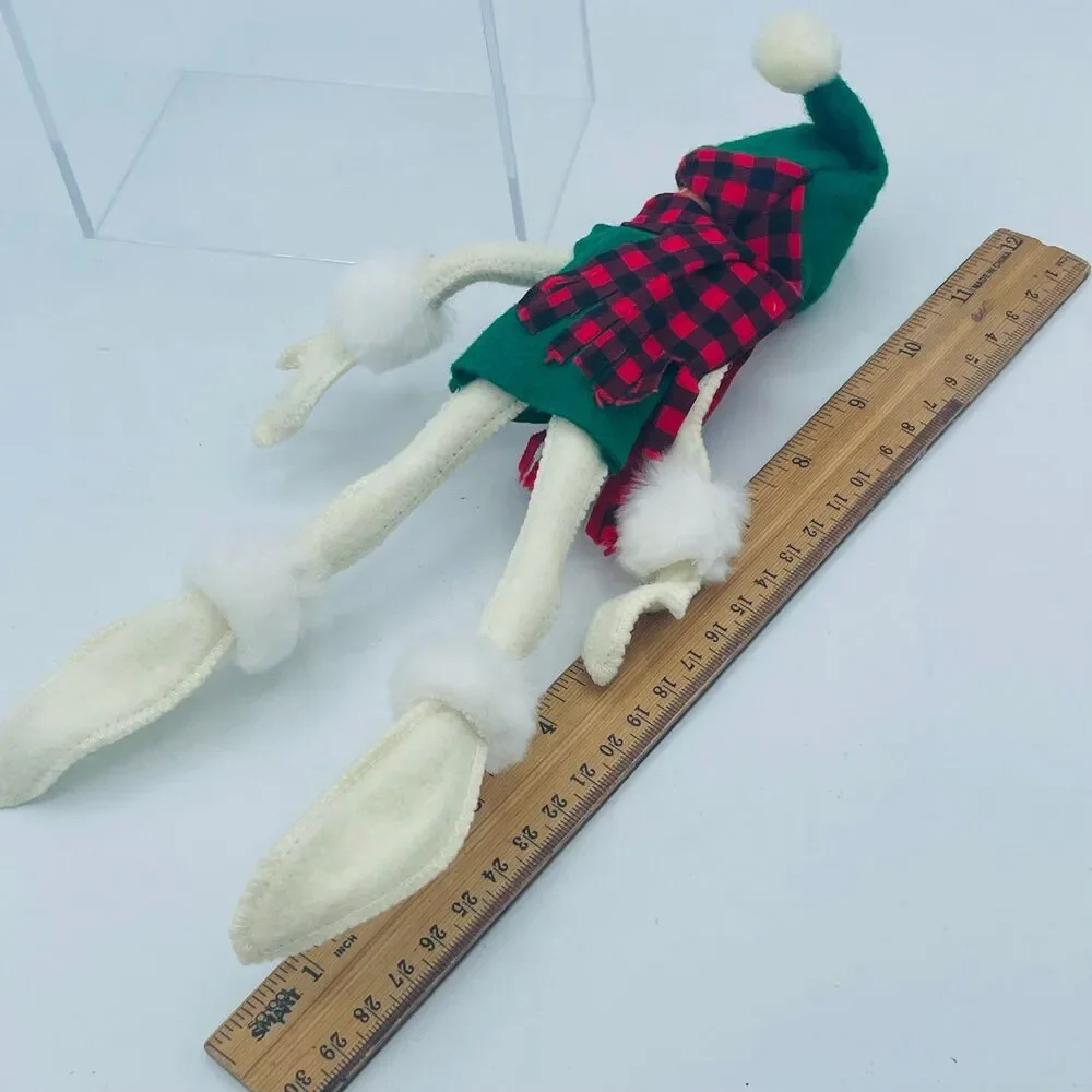 Annalee 12” Posable Christmas Plaid Scarf Elf Shelf Sitter Doll